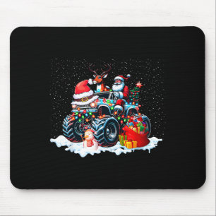 Funny Santa Clause Riding Monster Red Truck Xmas T Mouse Pad