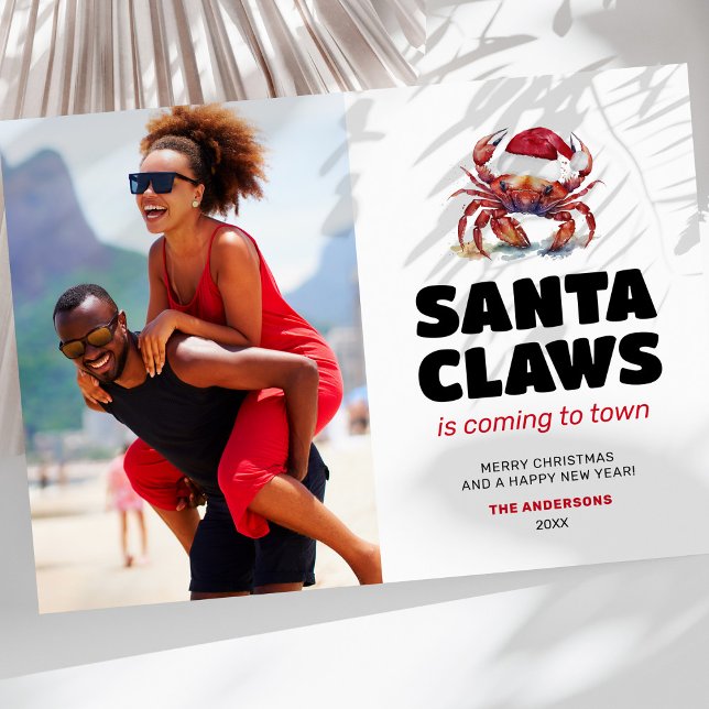 Funny Santa Claws Christmas Photo Holiday Card (Creator Uploaded)