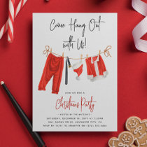 Funny Santa Clothesline Come Hang Out Christmas Invitation