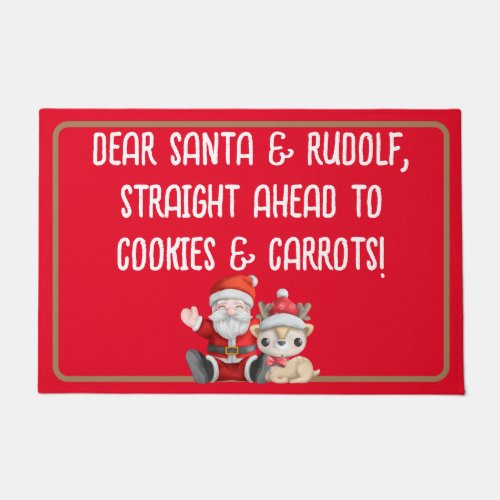 Funny Santa Cookies Straight Ahead Christmas Doormat