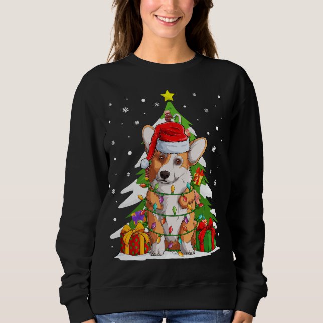 Funny Santa Corgi Dog Christmas Tree Gifts Xmas Ma Sweatshirt (Front)