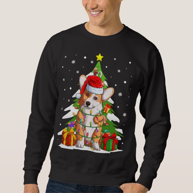 Funny Santa Corgi Dog Christmas Tree Gifts Xmas Ma Sweatshirt (Front)