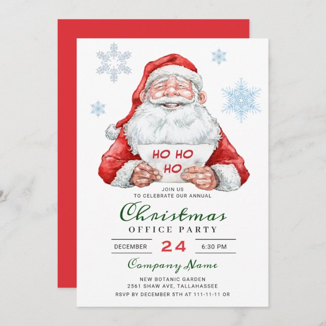 Funny Santa Corporate Holiday Christmas Party Invitation (Front/Back)