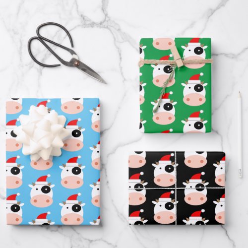 Funny Santa cow Christmas wrapping paper sheets