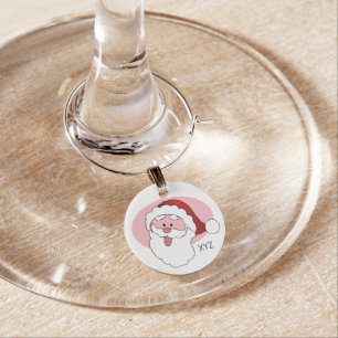 Funny Santa custom monogram wine charm