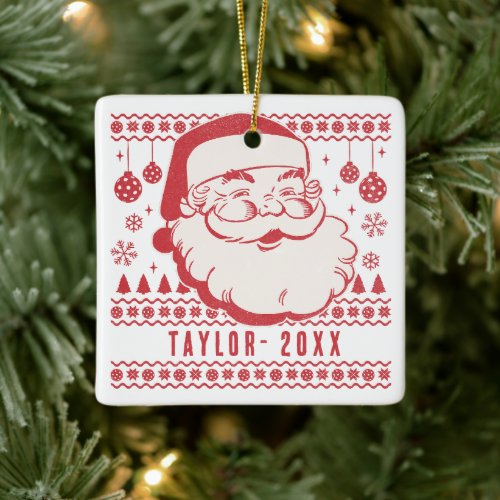Funny Santa Custom Pickleball Christmas Ornament
