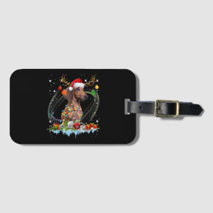Funny Santa Dachshund Reindeer Light Christmas Luggage Tag