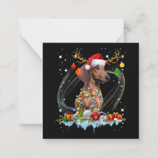 Funny Santa Dachshund Reindeer Light Christmas Note Card