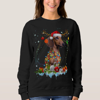 Funny Santa Dachshund Reindeer Light Christmas Sweatshirt