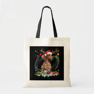 Funny Santa Dachshund Reindeer Light Christmas Tote Bag