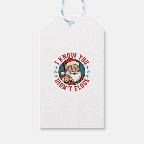 Funny Santa Didn't Floss Christmas Dentist Gift Tags