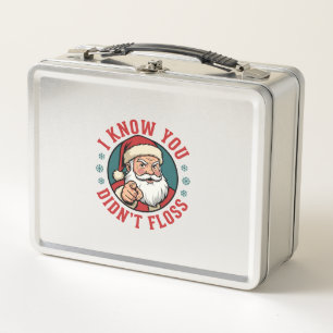 Funny Santa Didn't Floss Christmas Dentist Metal Lunch Box