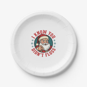 Funny Santa Didn't Floss Christmas Dentist Paper Plates
