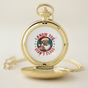 Funny Santa Didn't Floss Christmas Dentist Pocket Watch