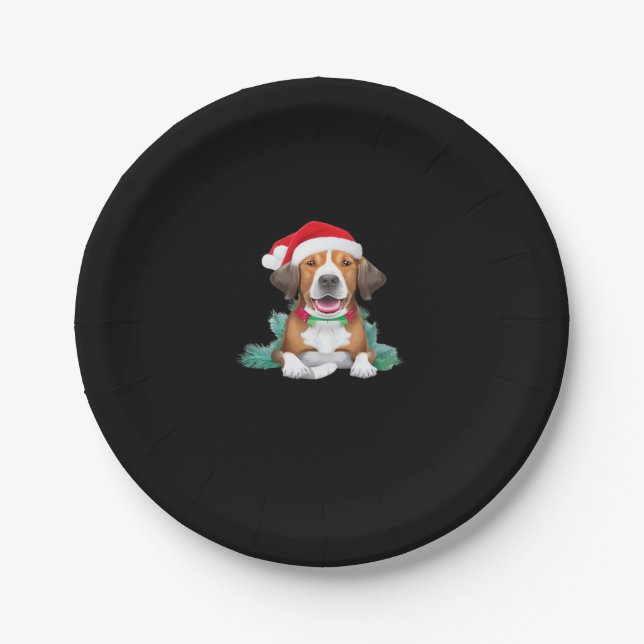 Funny santa dog Oversized T-Shirt Paper Plates (Front)