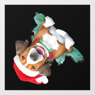 Funny santa dog Oversized T-Shirt Wall Decal