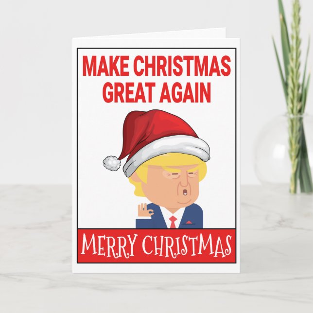Funny Santa Donald Trump Merry Christmas Holiday Card (Front)