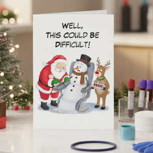 Funny Santa Drawing Blood Phlebotomist Card