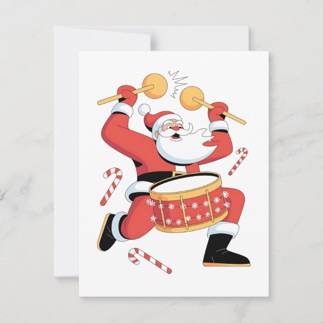 Funny Santa Drummer Ugly Christmas Xmas Drumming  Holiday Card (Front)