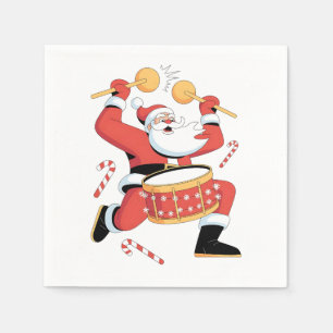 Funny Santa Drummer Ugly Christmas Xmas Drumming Napkins