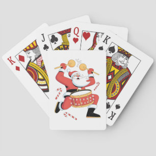Funny Santa Drummer Ugly Christmas Xmas Drumming  Poker Cards