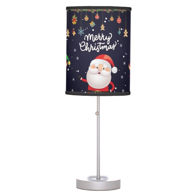 Funny Santa, Elf, Reindeer Merry Christmas 2022 Table Lamp (Front)