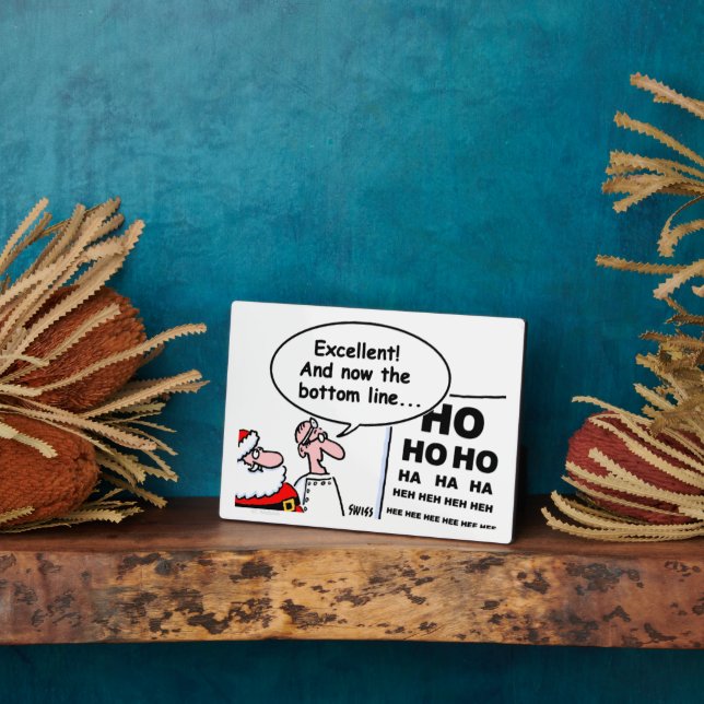 Funny Santa & Eye Doctor Cartoon Christmas Plaque (Side)