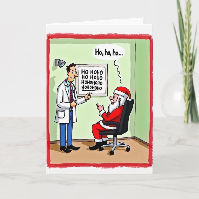 Funny Santa Eye Exam Doctor Christmas Card Joke (Front)