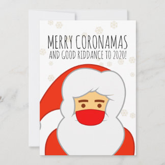 Funny Santa Face Mask Merry Coronamas Holiday Card