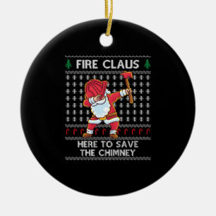 Funny Santa Firefighter Ugly Christmas Santa Claus Ceramic Ornament