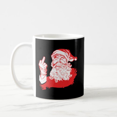 Funny Santa Flipping The Bird Middle Finger Santa Coffee Mug