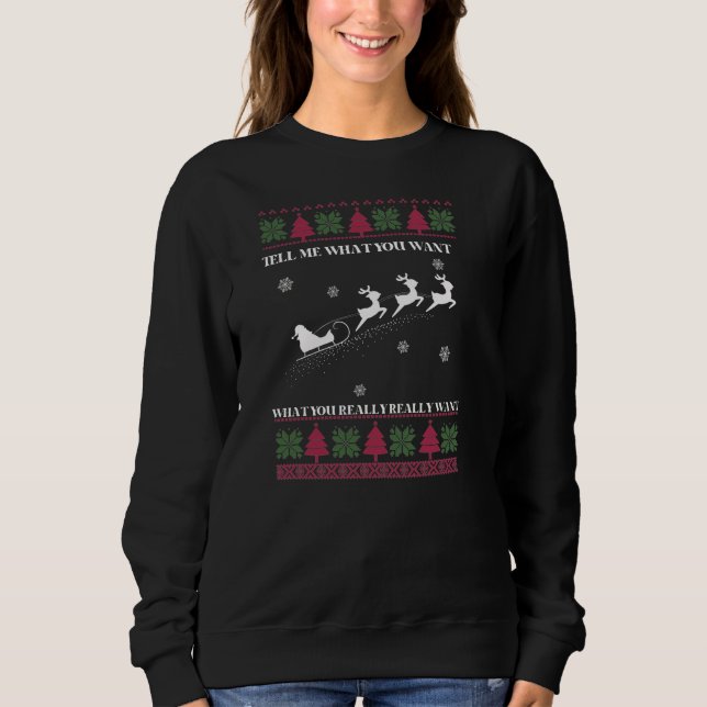 Funny Santa Flying Reindeer Ugly Sweater   (Front)