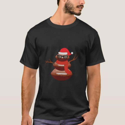 Funny Santa Football Snowman Holiday Spirit Christ T_Shirt