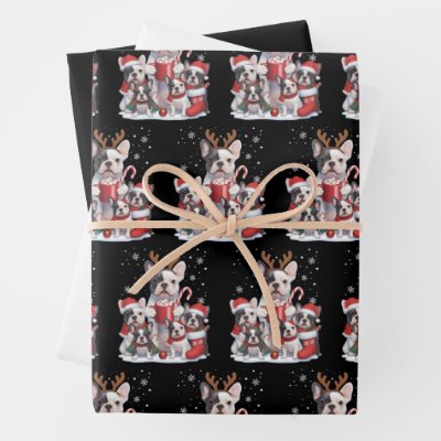 Funny Santa French Bulldog Dogs Christmas Xmas  Wrapping Paper Sheets