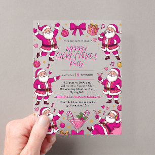 Funny Santa Friendsmas Christmas Party Acrylic Enclosure Card