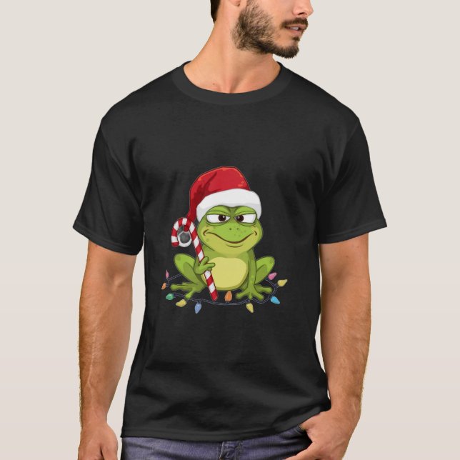 Funny Santa Frog Christmas Shirt - Cute Frog with  (Front)