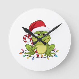 Funny Santa Frog Christmas Shirt - Cute Frog with Round Clock