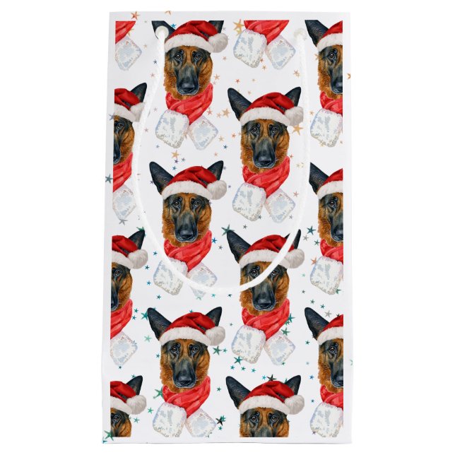 Funny Santa German Shepherd Breed Christmas Dog Small Gift Bag (Front)