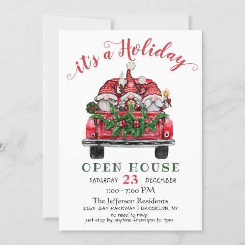 Funny Santa Gnomes Christmas Holiday Open House In Invitation