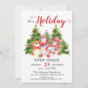 Funny Santa Gnomes Christmas Holiday Open House Invitation