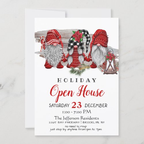 Funny Santa Gnomes Christmas Holiday Open House Invitation