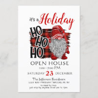 Funny Santa Gnomes Christmas Holiday Open House Invitation