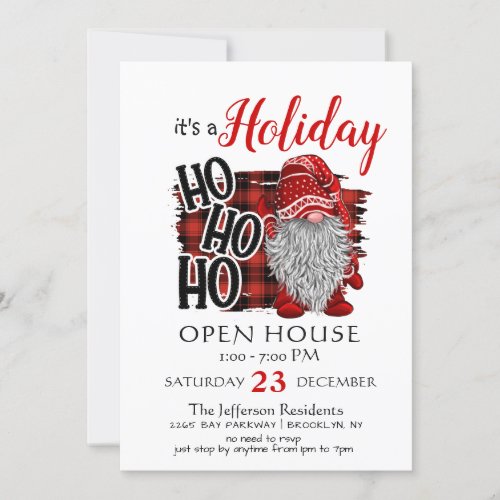 Funny Santa Gnomes Christmas Holiday Open House Invitation