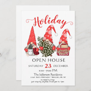 Funny Santa Gnomes Christmas Holiday Open House Invitation