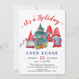 Funny Santa Gnomes Christmas Holiday Open House Invitation