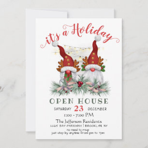 Funny Santa Gnomes Christmas Holiday Open House Invitation
