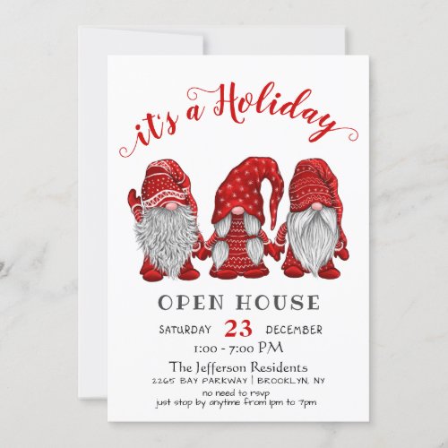 Funny Santa Gnomes Christmas Holiday Open House Invitation