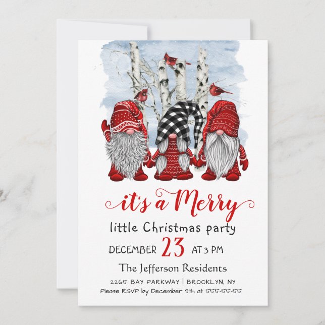 Funny Santa Gnomes Merry Christmas Little Party  Invitation (Front)