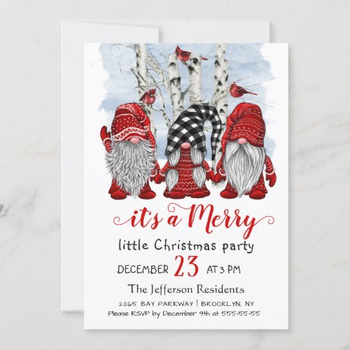 Funny Santa Gnomes Merry Christmas Little Party Invitation