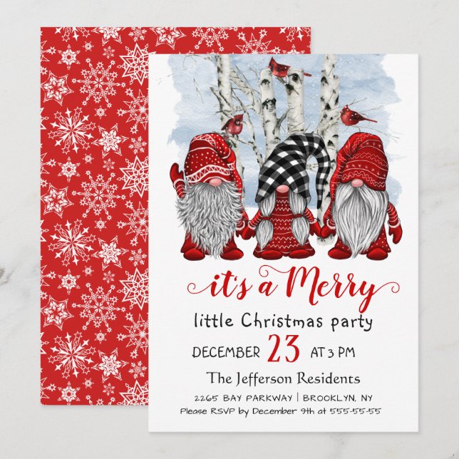 Funny Santa Gnomes Merry Christmas Little Party Invitation (Front/Back)